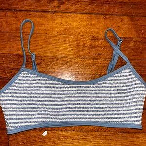 Pacsun Striped Ruched Blue Bikini Top